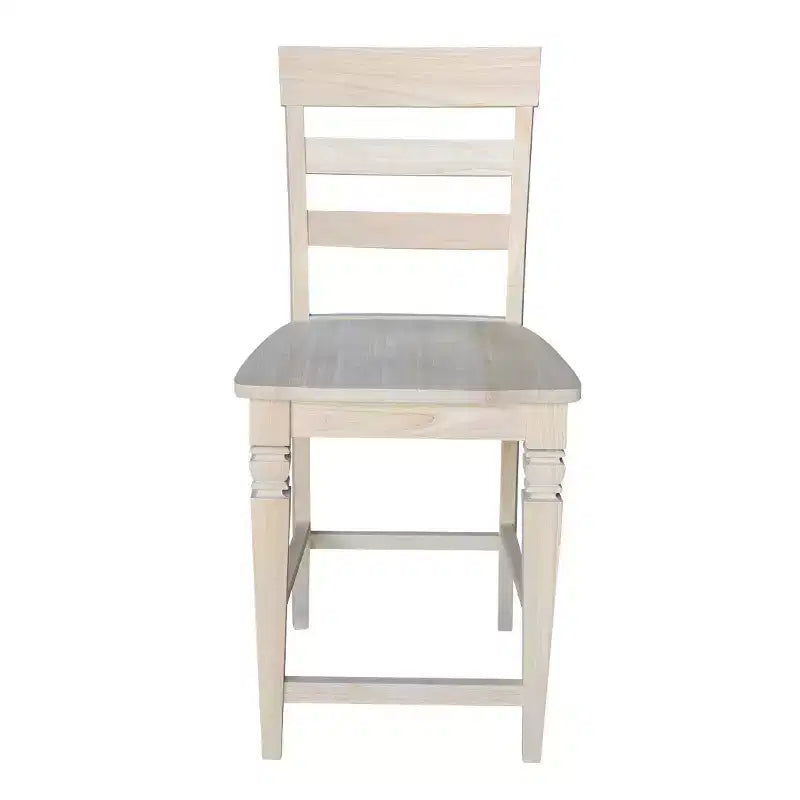 Sgabello da bar Java Counter Height da 60 cm non rifinito - International Concepts: Legno massello, schienale a scala