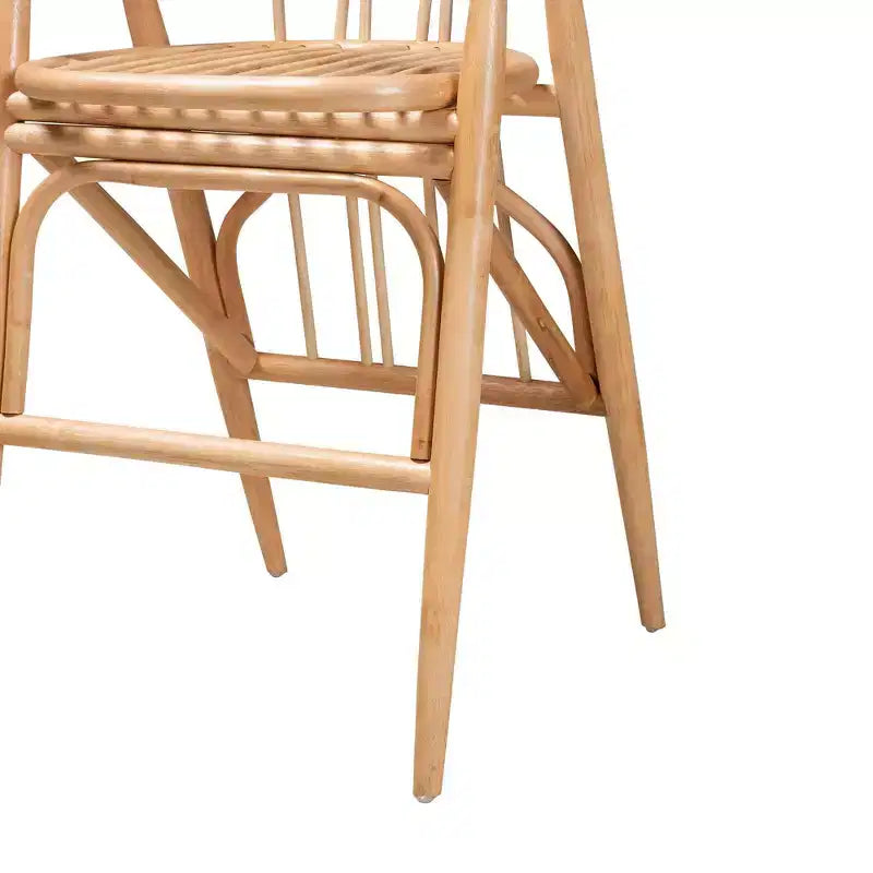bali & pari Sgabello alto da bancone Cyntia in rattan, Marrone naturale/Nero: Artigianale, Stile bohémien, Dettagli in metallo