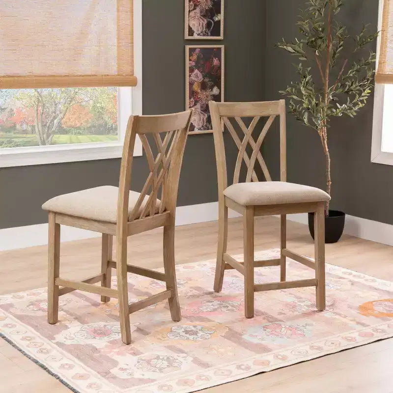 Sgabelli da Bar Powell Maggie con Altezza Bancone, Set da 2, Colore Naturale