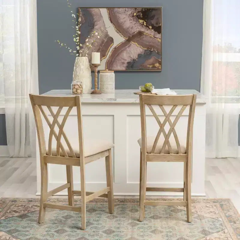 Sgabelli da Bar Powell Maggie con Altezza Bancone, Set da 2, Colore Naturale
