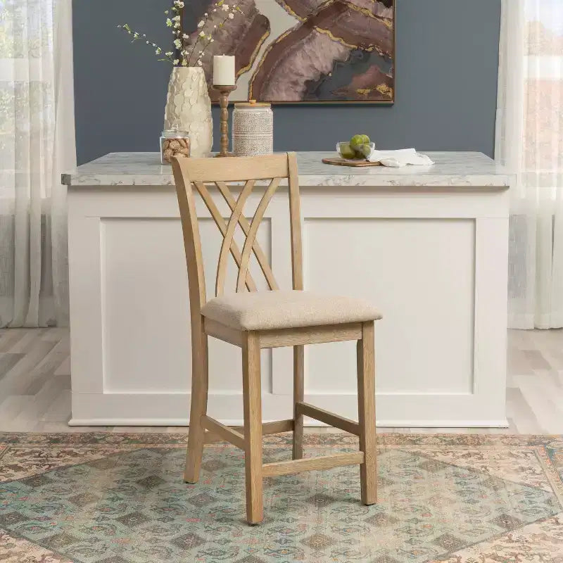 Sgabelli da Bar Powell Maggie con Altezza Bancone, Set da 2, Colore Naturale