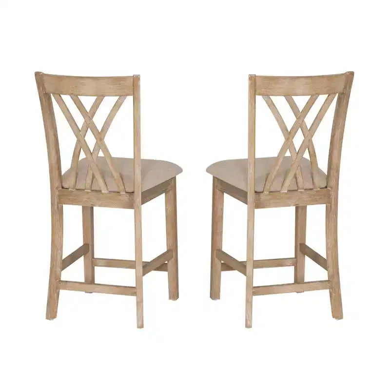 Sgabelli da Bar Powell Maggie con Altezza Bancone, Set da 2, Colore Naturale