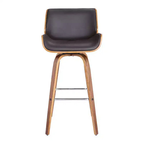 Sgabello da bar Gambier Mid-Century girevole, altezza bar, 76 cm, marrone - Armen Living: Regolabile, Similpelle, Struttura in Acciaio Cromato