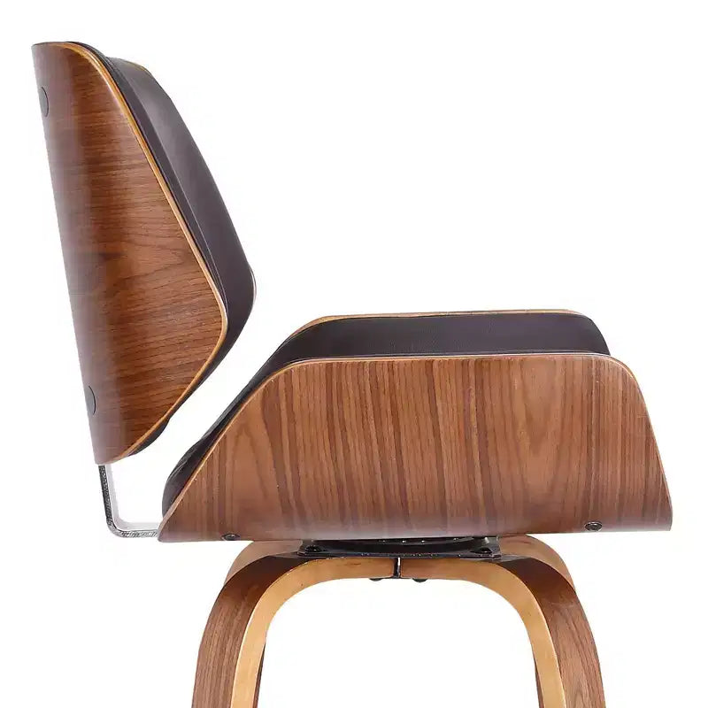 Sgabello da bar Gambier Mid-Century girevole, altezza bar, 76 cm, marrone - Armen Living: Regolabile, Similpelle, Struttura in Acciaio Cromato