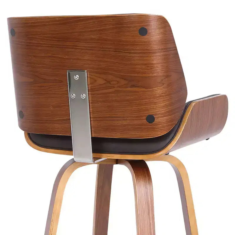 Sgabello da bar Gambier Mid-Century girevole, altezza bar, 76 cm, marrone - Armen Living: Regolabile, Similpelle, Struttura in Acciaio Cromato
