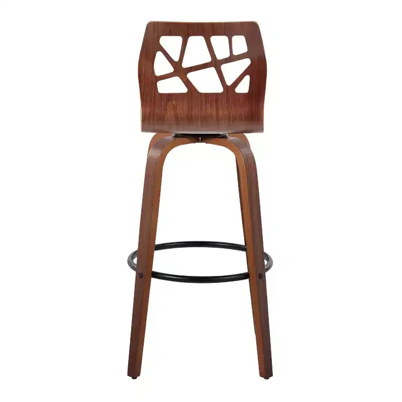 Set di 2 sgabelli da bar Folia Noce/Nero/Verde acqua - LumiSource: Moderni di metà secolo, Girevoli, Imbottiti, Struttura in legno