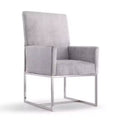 Element Velvet Dining Armchair Gray: High-Back, Stainless Steel Frame - Manhattan Comfort