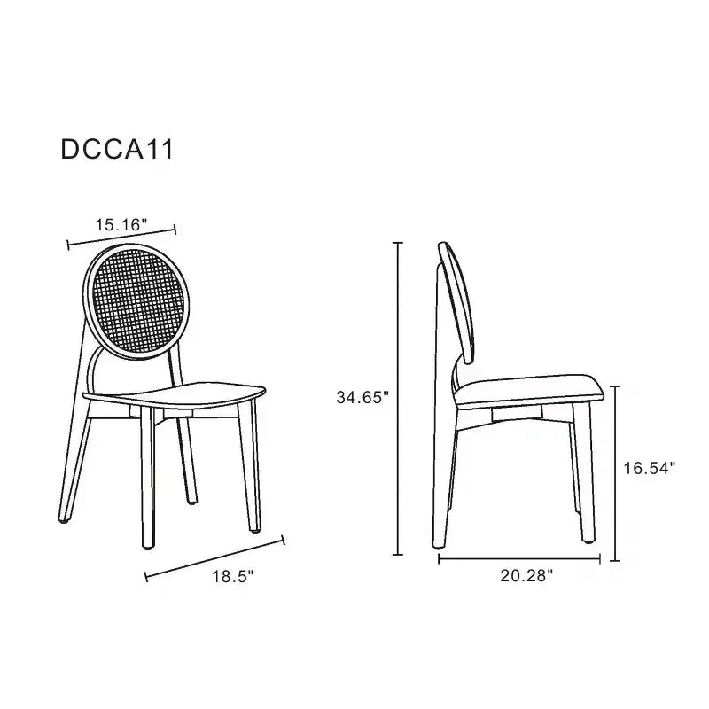 Set di 4 sedie da pranzo rotonde Versailles Nero/Naturale: Struttura in legno di frassino, nessun assemblaggio richiesto - Manhattan Comfort