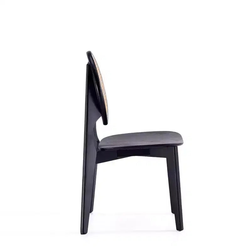 Set di 4 sedie da pranzo rotonde Versailles Nero/Naturale: Struttura in legno di frassino, nessun assemblaggio richiesto - Manhattan Comfort