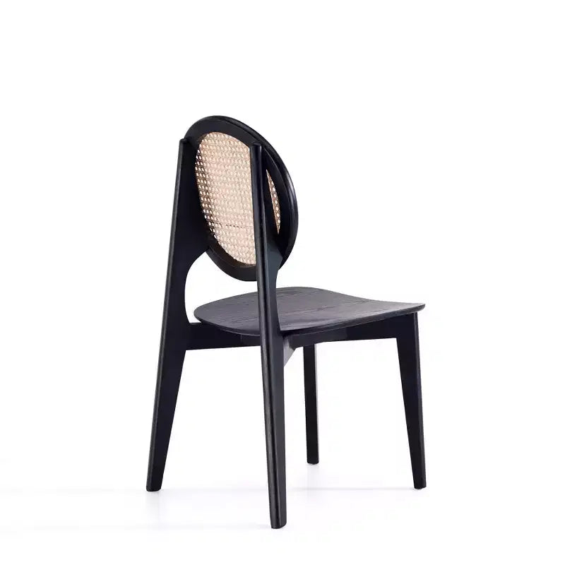 Set di 4 sedie da pranzo rotonde Versailles Nero/Naturale: Struttura in legno di frassino, nessun assemblaggio richiesto - Manhattan Comfort