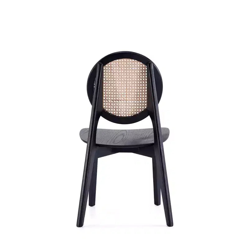 Set di 4 sedie da pranzo rotonde Versailles Nero/Naturale: Struttura in legno di frassino, nessun assemblaggio richiesto - Manhattan Comfort