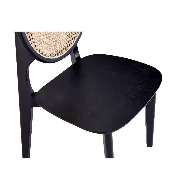 Set di 4 sedie da pranzo rotonde Versailles Nero/Naturale: Struttura in legno di frassino, nessun assemblaggio richiesto - Manhattan Comfort