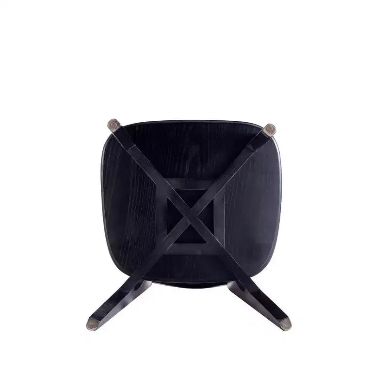 Set di 4 sedie da pranzo rotonde Versailles Nero/Naturale: Struttura in legno di frassino, nessun assemblaggio richiesto - Manhattan Comfort