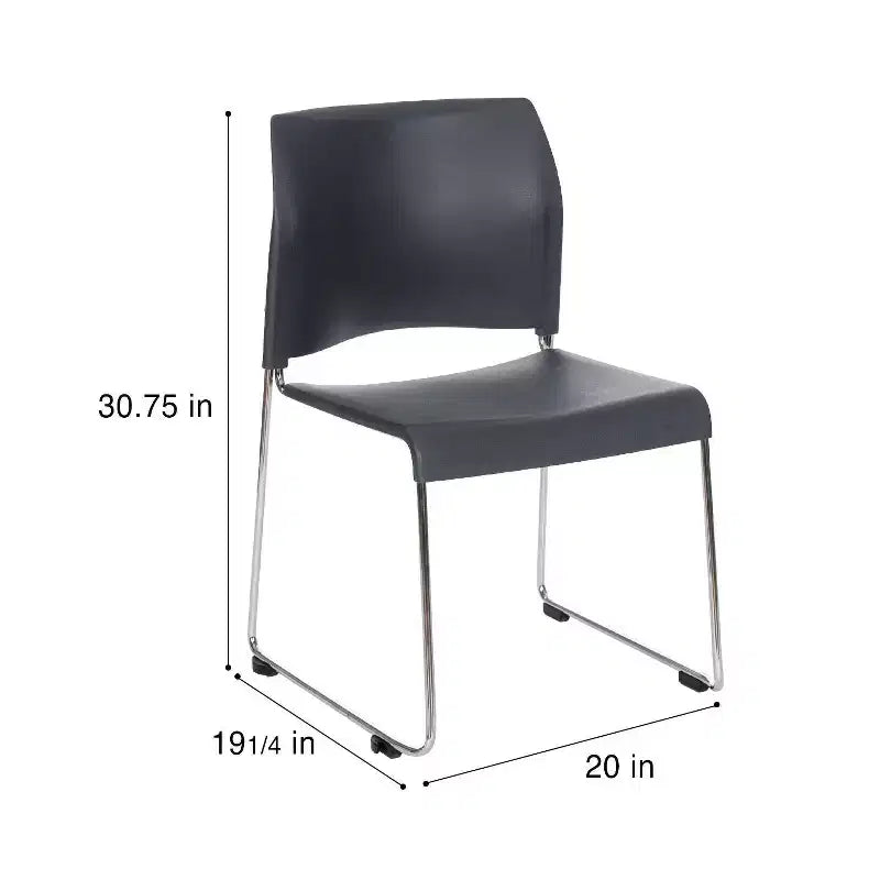 Sedie impilabili in plastica Hampden Furnishings Jody Collection 4 pezzi color antracite: set da 4, nessun assemblaggio richiesto, polipropilene, struttura in acciaio