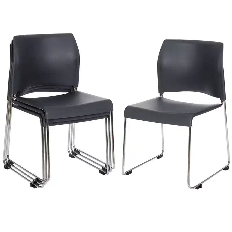 Sedie impilabili in plastica Hampden Furnishings Jody Collection 4 pezzi color antracite: set da 4, nessun assemblaggio richiesto, polipropilene, struttura in acciaio