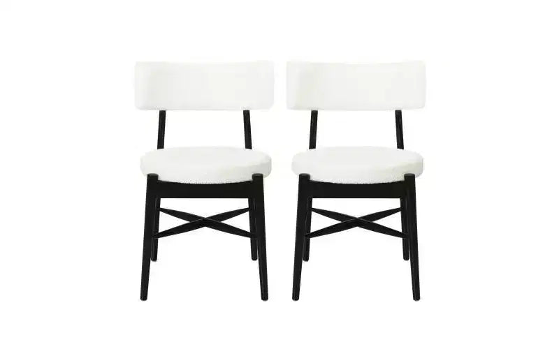 Christopher Knight Home Set of 2 Everly Modern Rubberwood Linen Blend Upholstered Dining Chairs Beige/Black