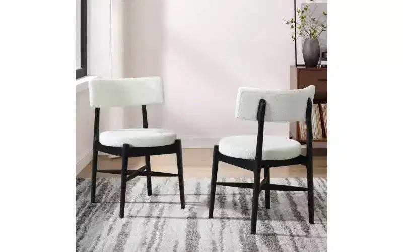 Set di 2 sedie da pranzo Christopher Knight Home Everly moderne in legno di gomma con rivestimento in misto lino beige/nero