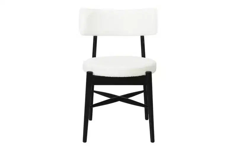 Set di 2 sedie da pranzo Christopher Knight Home Everly moderne in legno di gomma con rivestimento in misto lino beige/nero
