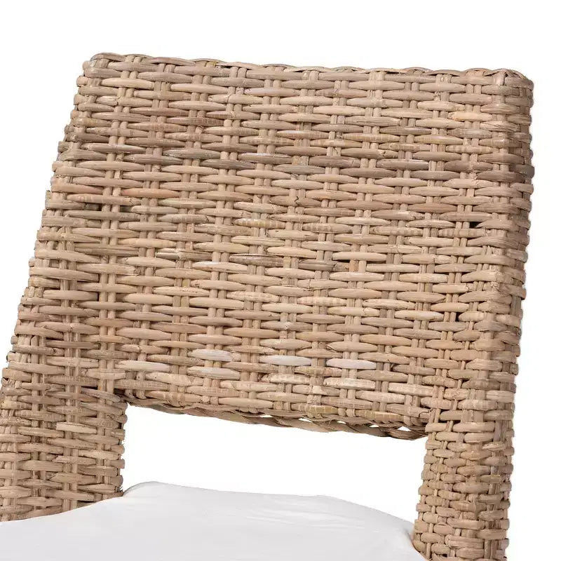 Sedia da pranzo in metallo Nafaro Rattan, 2 pezzi, con cuscino, set nero/bianco - bali & pari