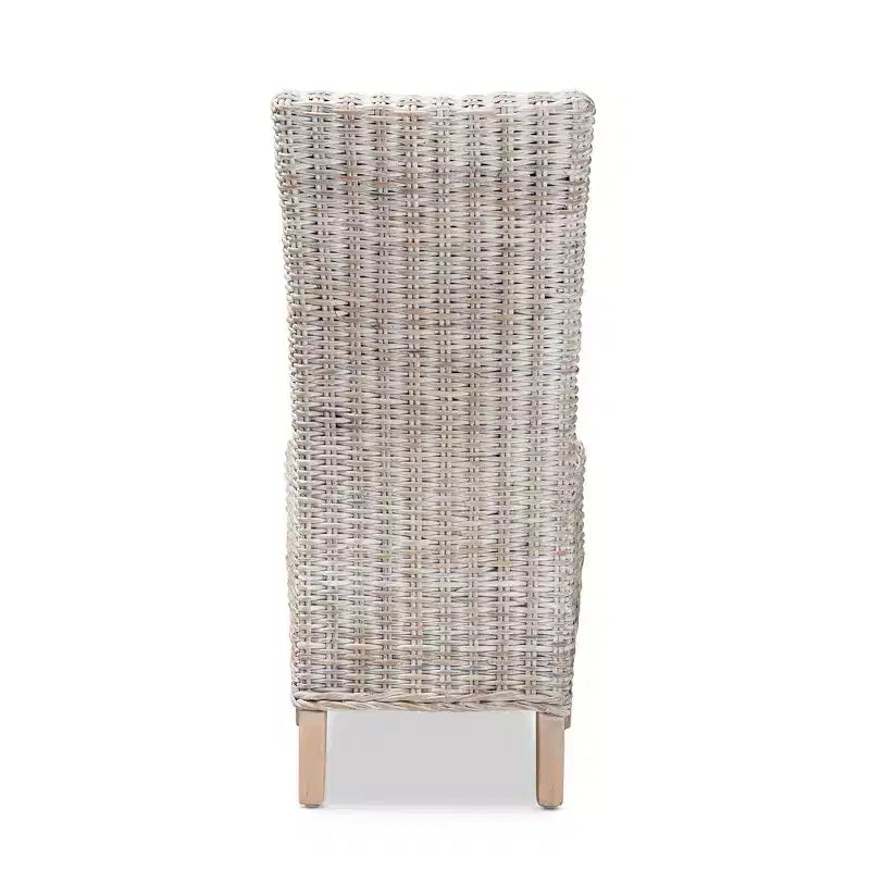 Sedia da Pranzo Trianna in Rattan e Legno Bianco/Marrone - bali & pari: Artigianato Indonesiano, Nessun Montaggio Richiesto