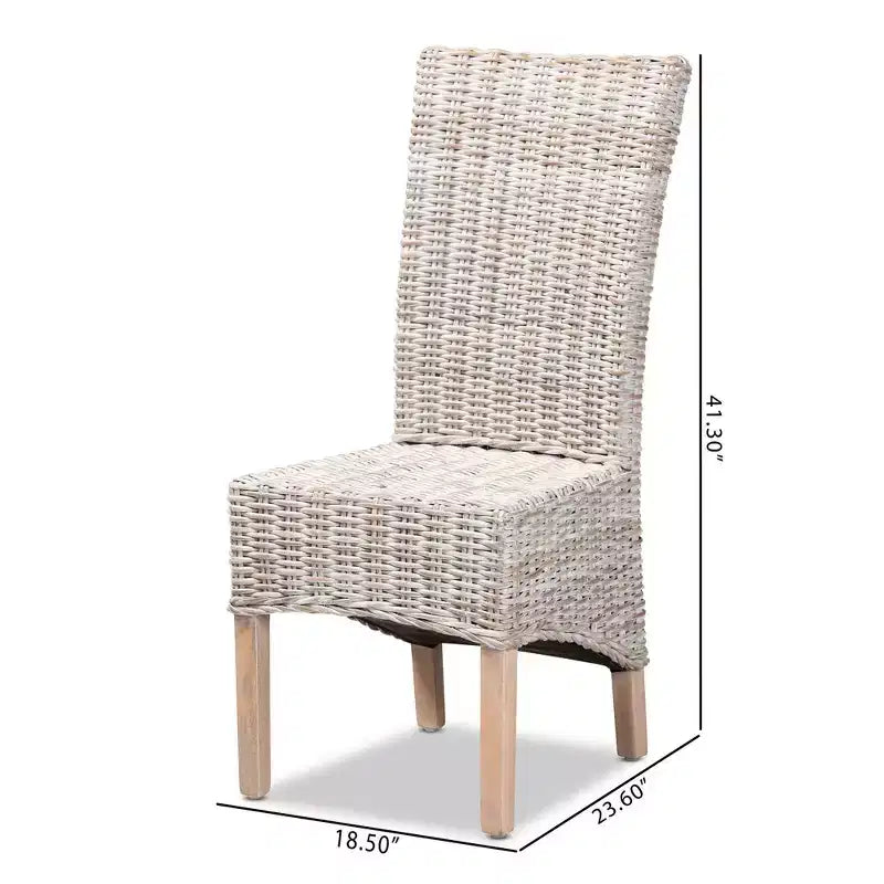Sedia da Pranzo Trianna in Rattan e Legno Bianco/Marrone - bali & pari: Artigianato Indonesiano, Nessun Montaggio Richiesto