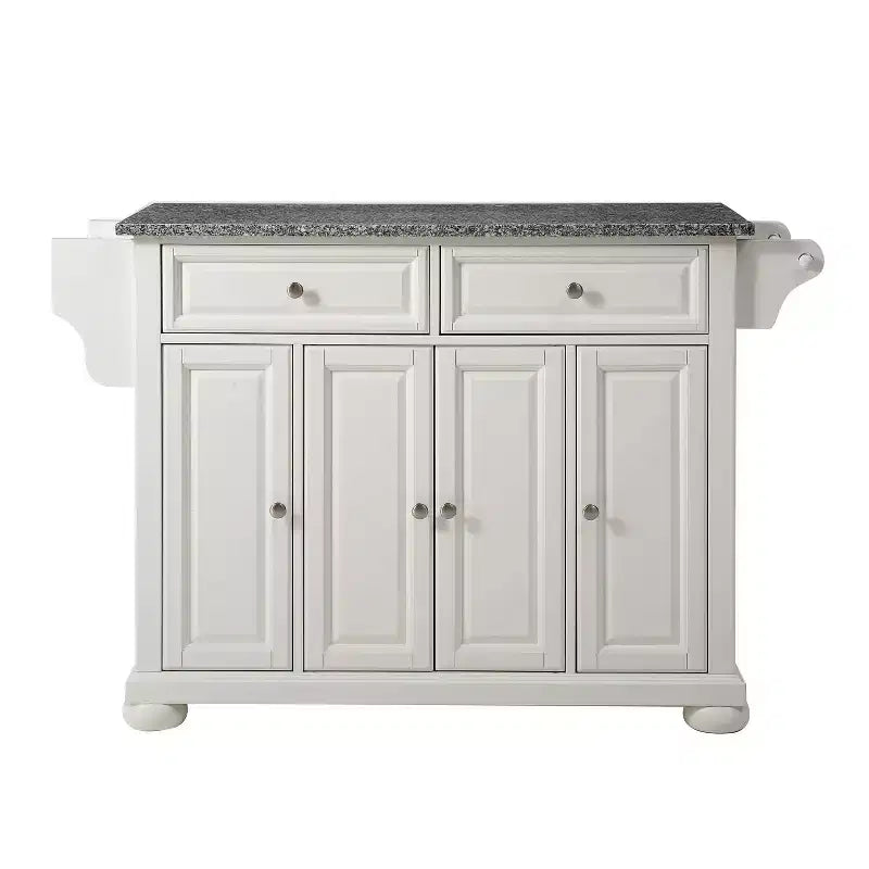 Isola da cucina/Carrello a dimensioni piene Crosley Alexandria in granito grigio con piano bianco: Contenitore, Portaspezie, Portasciugamani