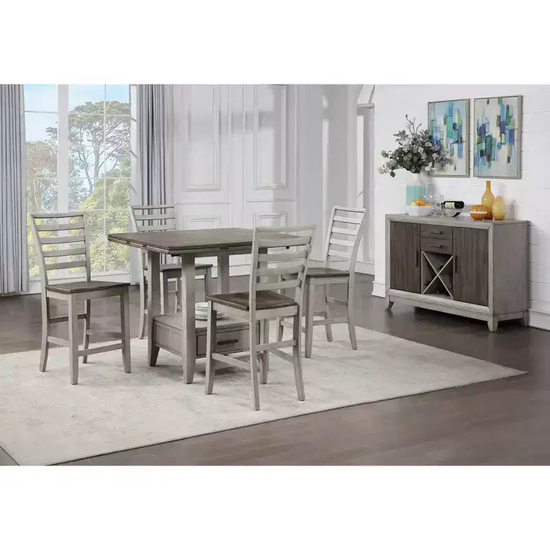 Abacus Server Alabaster/Honey - Steve Silver Co.: stile tradizionale, portabottiglie, 2 cassetti e ante