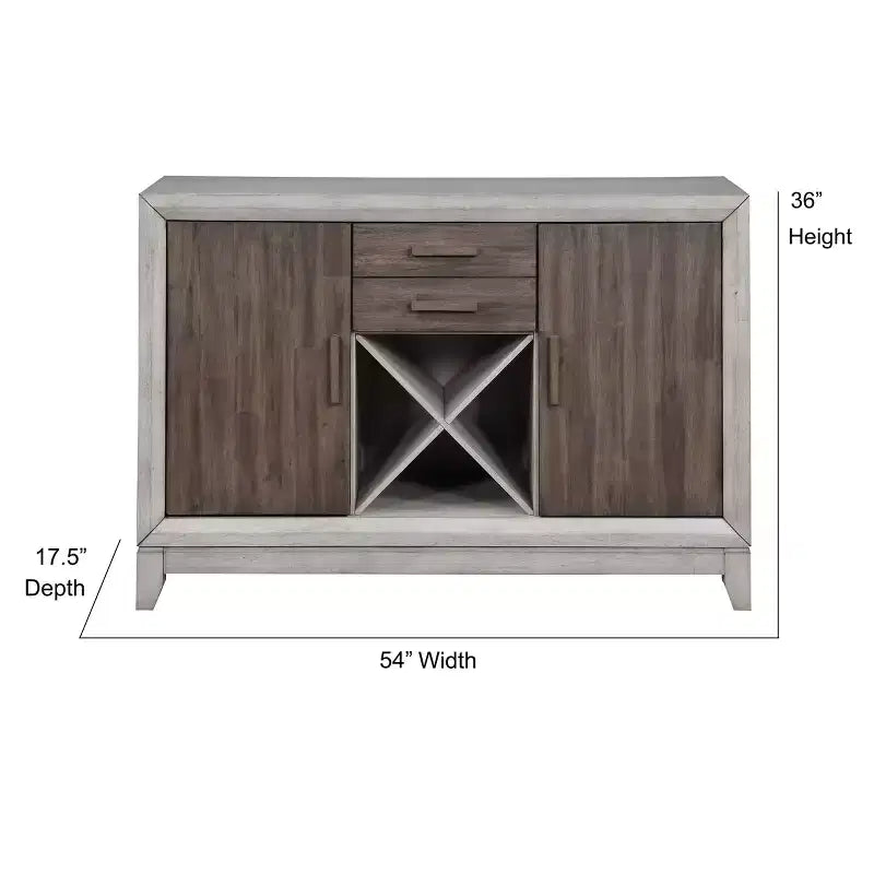 Abacus Server Alabaster/Honey - Steve Silver Co.: stile tradizionale, portabottiglie, 2 cassetti e ante