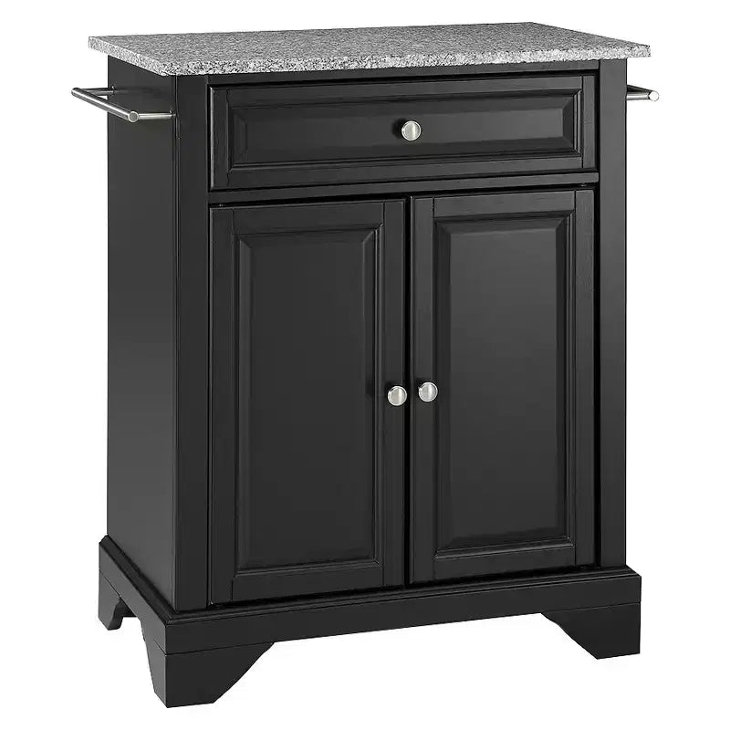 LaFayette - Isola portatile da cucina con piano in granito massiccio, colore nero - Crosley: mobile contenitore tradizionale in stile rustico, telaio in legno massello