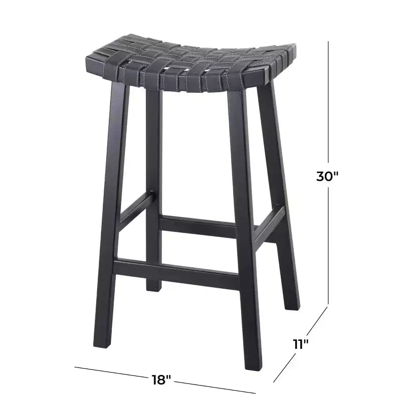 Sgabello da bar rustico in betulla nero - Olivia & May: Altezza fissa 76 cm, struttura in legno, pulire a chiazze