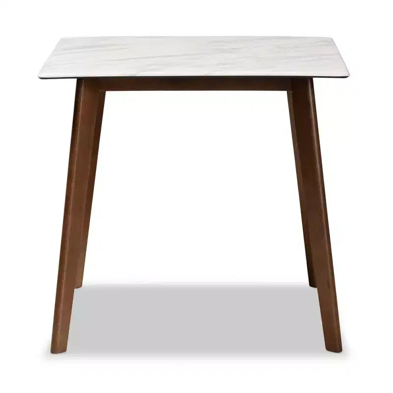 Kaylee Tavolo da pranzo in legno Bianco/Marrone - Baxton Studio: piano effetto marmo, forma quadrata, gambe a spillo