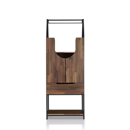24/7 Shop At Home Meluse Multi Storage Wine Cabinet Light Hickory: Elegant Dining Hutch, Bar & Winery Storage