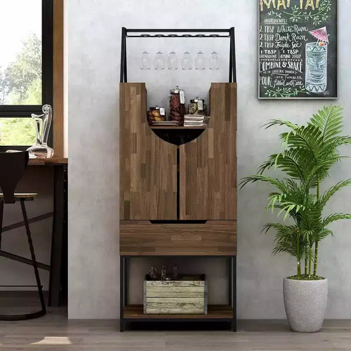 24/7 Shop At Home Mobile Cantinetta Meluse Multi Storage Legno Hickory Chiaro: Elegante Credenza da Pranzo, Bar e Cantina