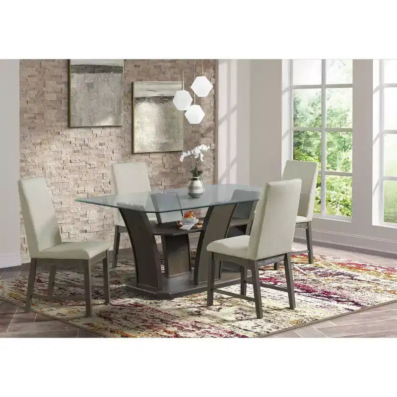 Tavolo da bar rettangolare Simms in noce - Picket House Furnishings: Piano in vetro, stile moderno di metà secolo, 4 posti a sedere