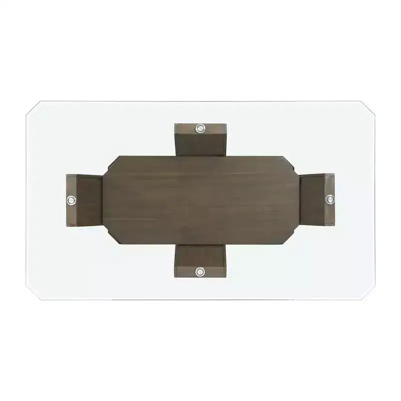 Tavolo da bar rettangolare Simms in noce - Picket House Furnishings: Piano in vetro, stile moderno di metà secolo, 4 posti a sedere