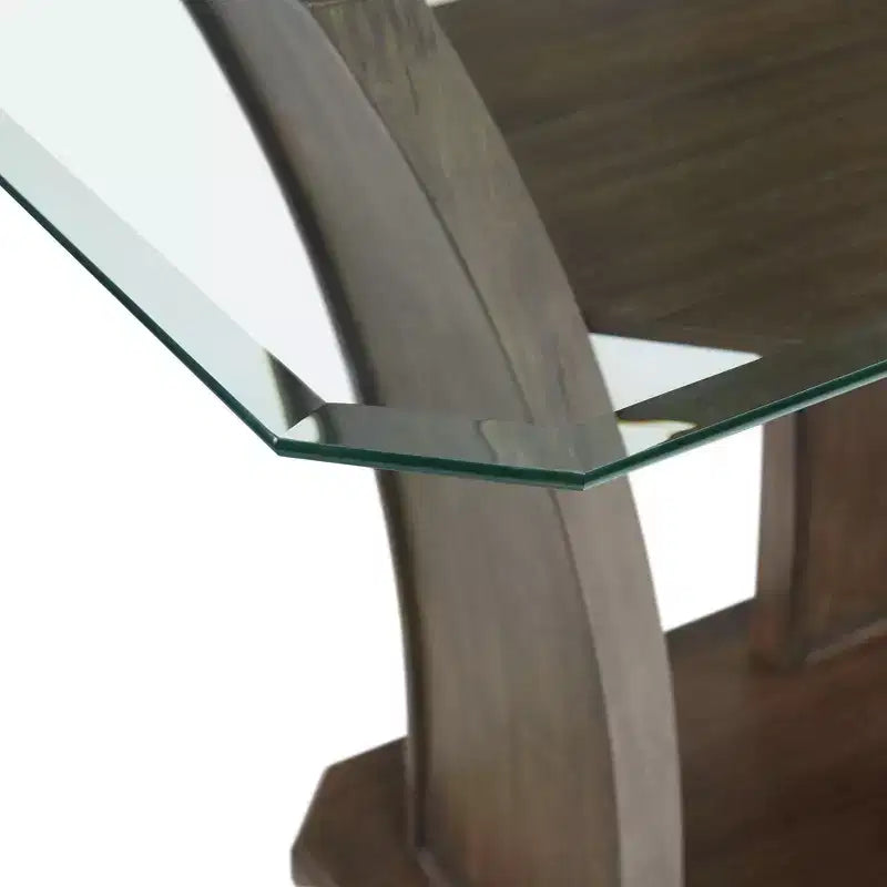 Tavolo da bar rettangolare Simms in noce - Picket House Furnishings: Piano in vetro, stile moderno di metà secolo, 4 posti a sedere