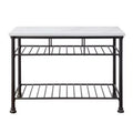50" Freyja Kitchen Island White Cultured Stone/Gray Finish - Acme Furniture: Metal Frame, Storage Shelves