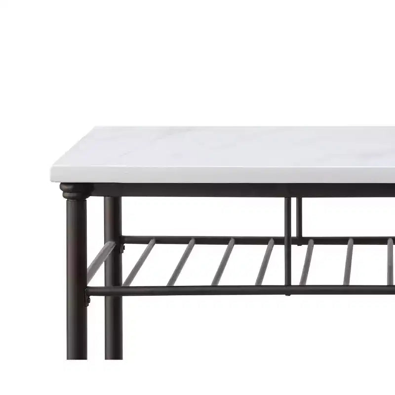 Isola da cucina Freyja da 50" con piano in pietra ricostruita bianca/finitura grigia - Acme Furniture: struttura in metallo, ripiani contenitori