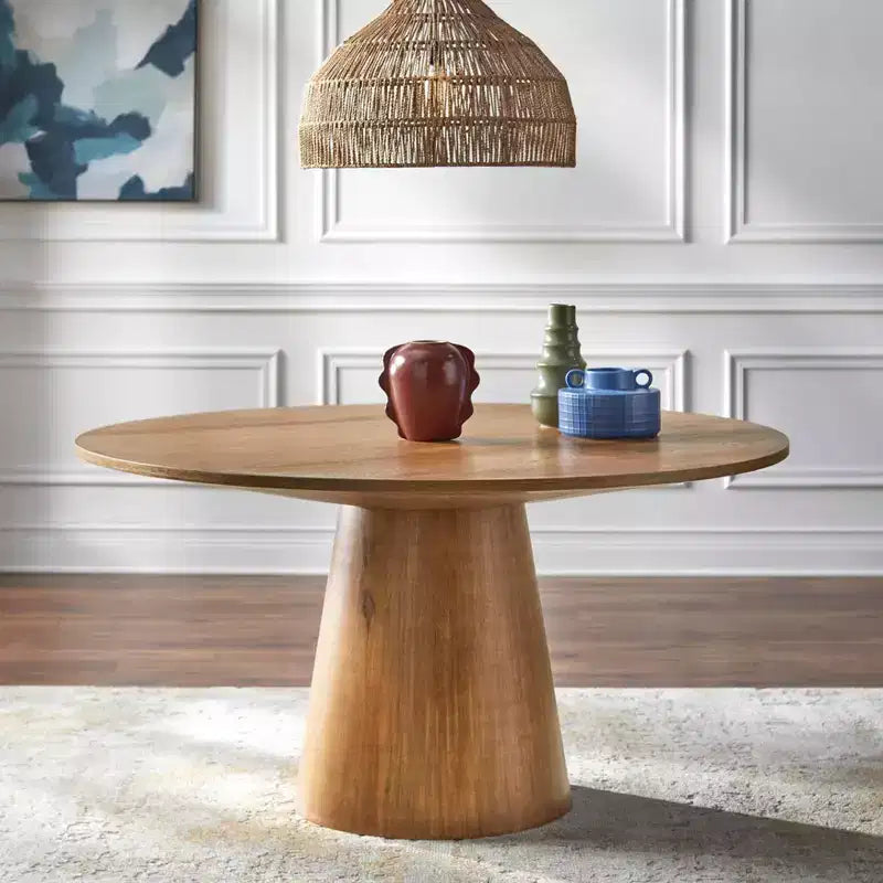 Tavolo da pranzo rotondo moderno da 5 pezzi da 150 cm con sedie da pranzo in pelle color tortora