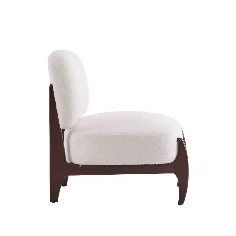 Christopher Knight Home Anna Sedia d'Appoggio Moderna in Bouclé di Legno di Gomma, Beige