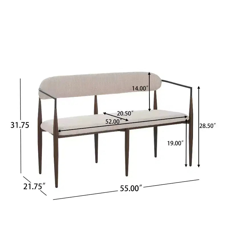Divanetto imbottito Christopher Knight Home Piper Moderno con struttura in ferro da 140 cm con schienale curvo aperto, Caffè/Nero