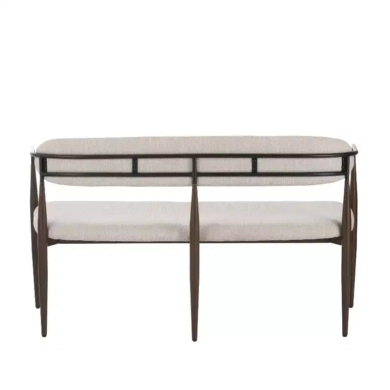 Divanetto imbottito Christopher Knight Home Piper Moderno con struttura in ferro da 140 cm con schienale curvo aperto, Caffè/Nero