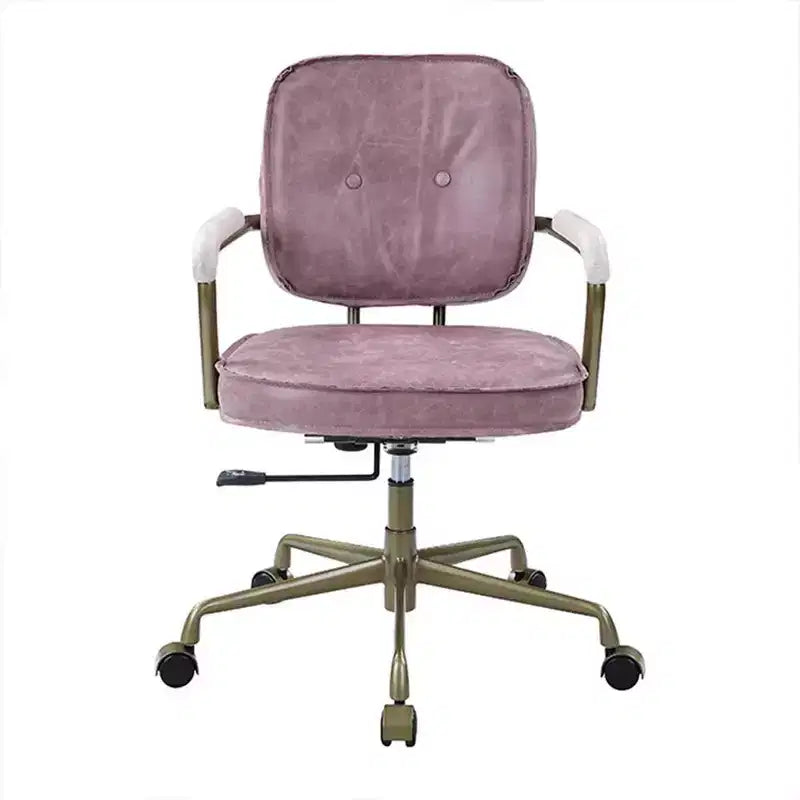 Poltrona reclinabile di design in pelle con trama incrociata da 25" Rosa - Acme Furniture: Girevole, Struttura in metallo, Nessun assemblaggio