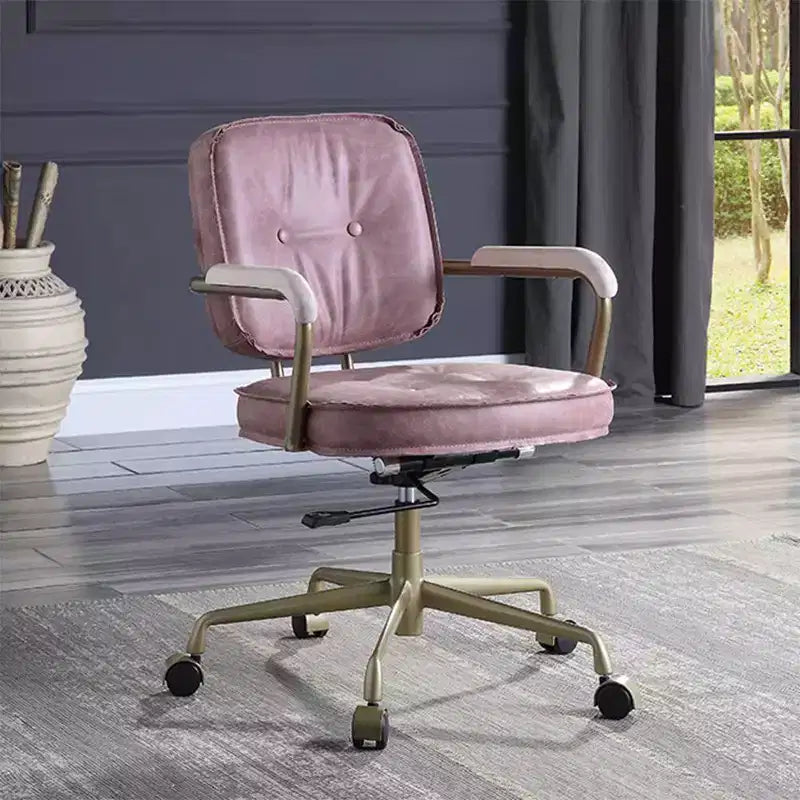 Poltrona reclinabile di design in pelle con trama incrociata da 25" Rosa - Acme Furniture: Girevole, Struttura in metallo, Nessun assemblaggio