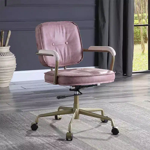 Poltrona reclinabile di design in pelle con trama incrociata da 25" Rosa - Acme Furniture: Girevole, Struttura in metallo, Nessun assemblaggio