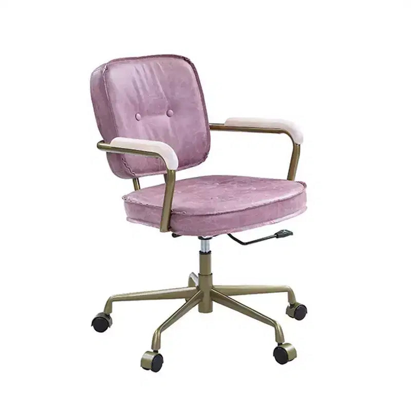 Poltrona reclinabile di design in pelle con trama incrociata da 25" Rosa - Acme Furniture: Girevole, Struttura in metallo, Nessun assemblaggio