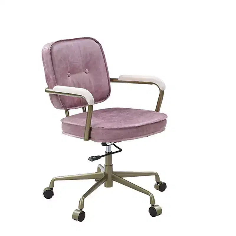 Poltrona reclinabile di design in pelle con trama incrociata da 25" Rosa - Acme Furniture: Girevole, Struttura in metallo, Nessun assemblaggio