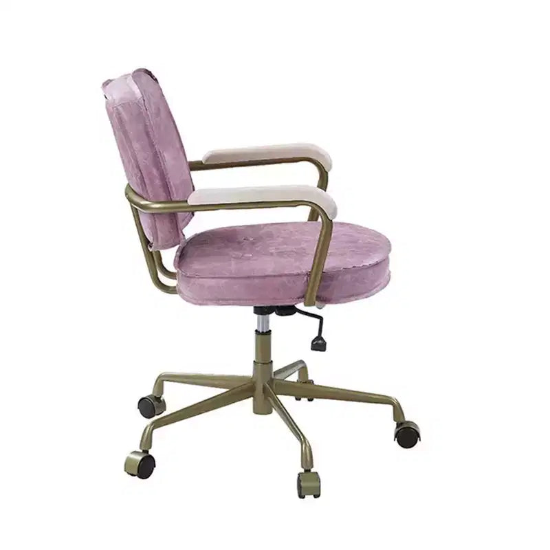 Poltrona reclinabile di design in pelle con trama incrociata da 25" Rosa - Acme Furniture: Girevole, Struttura in metallo, Nessun assemblaggio