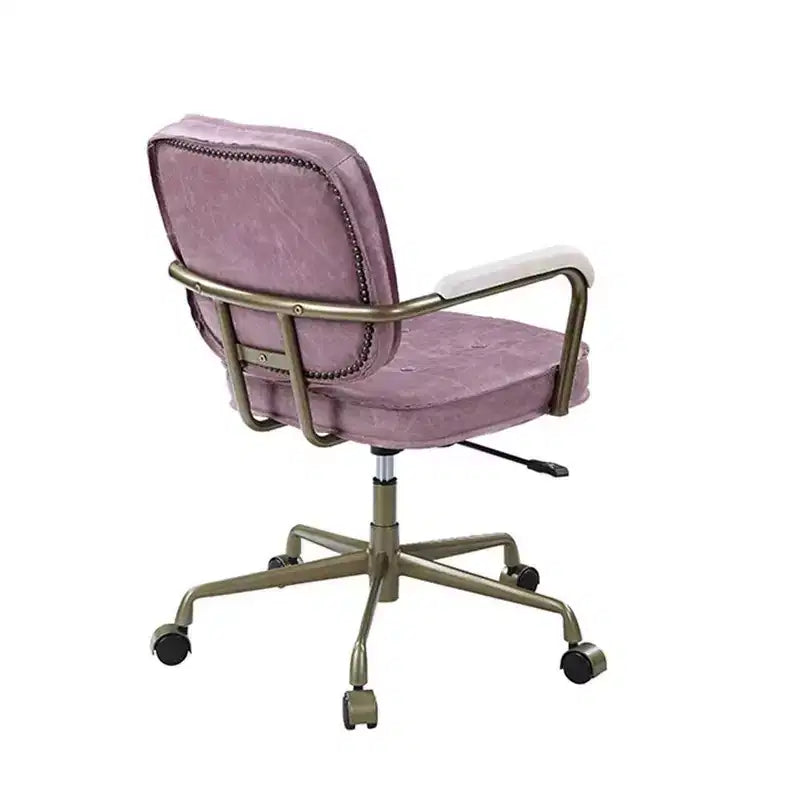Poltrona reclinabile di design in pelle con trama incrociata da 25" Rosa - Acme Furniture: Girevole, Struttura in metallo, Nessun assemblaggio