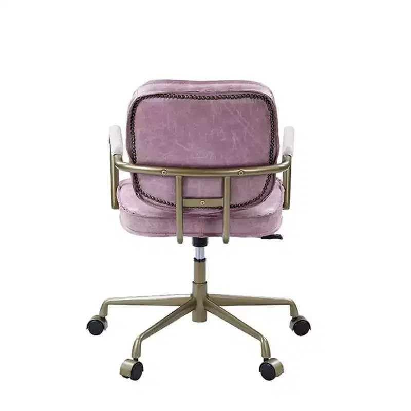 Poltrona reclinabile di design in pelle con trama incrociata da 25" Rosa - Acme Furniture: Girevole, Struttura in metallo, Nessun assemblaggio